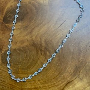 Swarovski clear disc necklace silver tone